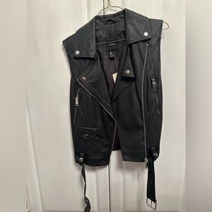 F21 Faux leather biker vest